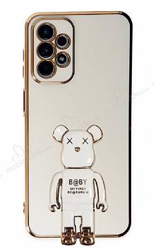 Eiroo Samsung Galaxy A23 Baby Bear Standlı Beyaz Silikon Kılıf - 1