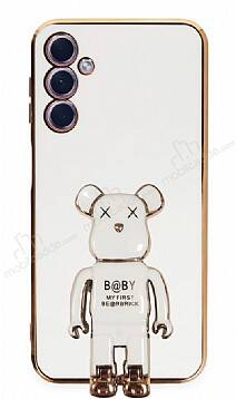 Eiroo Samsung Galaxy A24 4G Baby Bear Standlı Beyaz Silikon Kılıf - 1