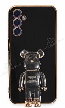 Eiroo Samsung Galaxy A24 4G Baby Bear Standlı Siyah Silikon Kılıf - 1