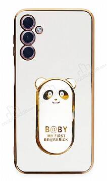 Eiroo Samsung Galaxy A24 4G Baby Panda Standlı Beyaz Silikon Kılıf - 1