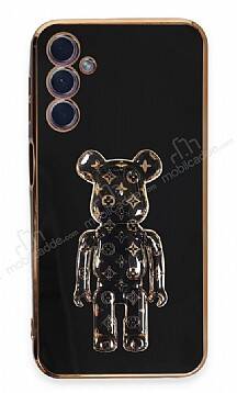 Eiroo Samsung Galaxy A24 4G Bearbrick Standlı Siyah Silikon Kılıf - 1