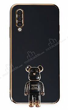 Eiroo Samsung Galaxy A30S Baby Bear Standlı Siyah Silikon Kılıf - 1