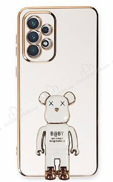 Eiroo Samsung Galaxy A33 5G Baby Bear Standlı Beyaz Silikon Kılıf - 1