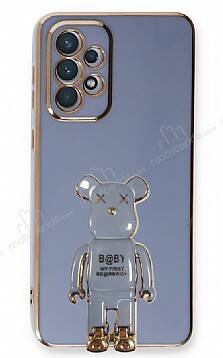 Eiroo Samsung Galaxy A33 5G Baby Bear Standlı Mavi Silikon Kılıf - 1