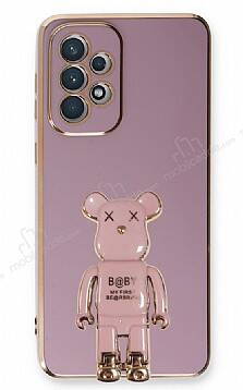 Eiroo Samsung Galaxy A33 5G Baby Bear Standlı Mor Silikon Kılıf - 1