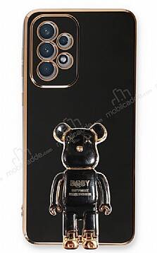 Eiroo Samsung Galaxy A33 5G Baby Bear Standlı Siyah Silikon Kılıf - 1