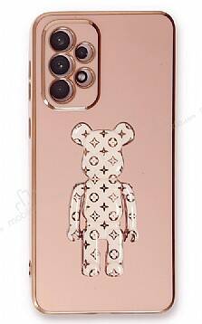 Eiroo Samsung Galaxy A33 5G Bearbrick Standlı Pembe Silikon Kılıf - 1