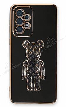 Eiroo Samsung Galaxy A33 5G Bearbrick Standlı Siyah Silikon Kılıf - 1