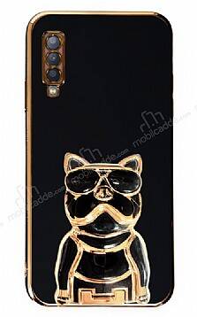 Eiroo Samsung Galaxy A50 Bulldog Standlı Siyah Silikon Kılıf - 1