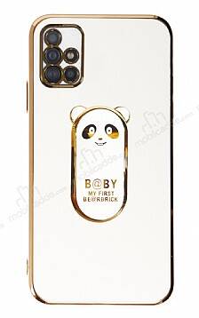 Eiroo Samsung Galaxy A51 Baby Panda Standlı Beyaz Silikon Kılıf - 1