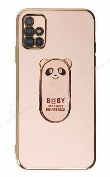 Eiroo Samsung Galaxy A51 Baby Panda Standlı Pembe Silikon Kılıf - 1