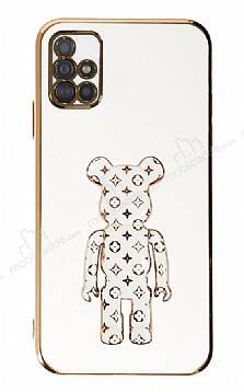 Eiroo Samsung Galaxy A51 Bearbrick Standlı Beyaz Silikon Kılıf - 1