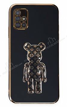 Eiroo Samsung Galaxy A51 Bearbrick Standlı Siyah Silikon Kılıf - 1