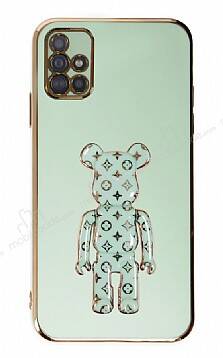 Eiroo Samsung Galaxy A51 Bearbrick Standlı Yeşil Silikon Kılıf - 1