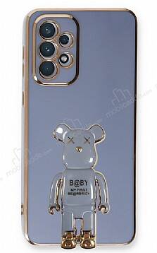 Eiroo Samsung Galaxy A53 5G Baby Bear Standlı Mavi Silikon Kılıf - 1