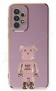 Eiroo Samsung Galaxy A53 5G Baby Bear Standlı Mor Silikon Kılıf - 1