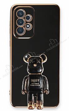 Eiroo Samsung Galaxy A53 5G Baby Bear Standlı Siyah Silikon Kılıf - 1