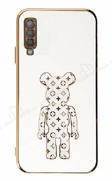 Eiroo Samsung Galaxy A7 2018 Bearbrick Standlı Beyaz Silikon Kılıf - 1