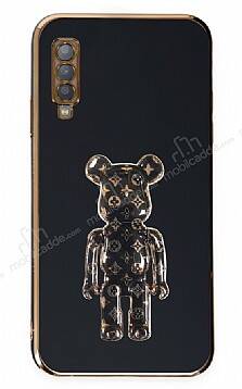 Eiroo Samsung Galaxy A7 2018 Bearbrick Standlı Siyah Silikon Kılıf - 1