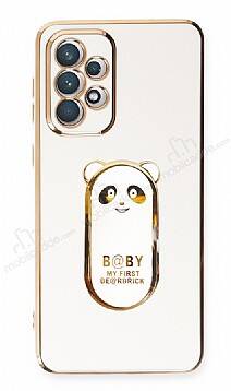 Eiroo Samsung Galaxy A72 5G Baby Panda Standlı Beyaz Silikon Kılıf - 1