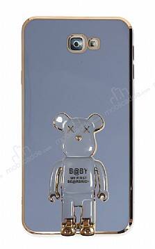 Eiroo Samsung Galaxy J7 Prime Baby Bear Standlı Mavi Silikon Kılıf - 1