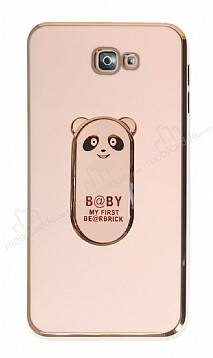 Eiroo Samsung Galaxy J7 Prime Baby Panda Standlı Pembe Silikon Kılıf - 1