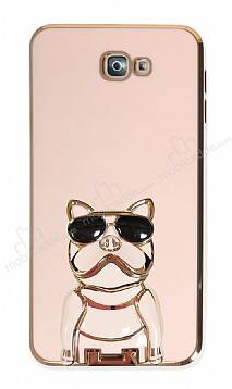 Eiroo Samsung Galaxy J7 Prime Bulldog Standlı Pembe Silikon Kılıf - 1