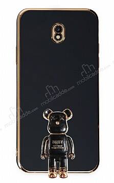 Eiroo Samsung Galaxy J7 Pro 2017 Baby Bear Standlı Siyah Silikon Kılıf - 1