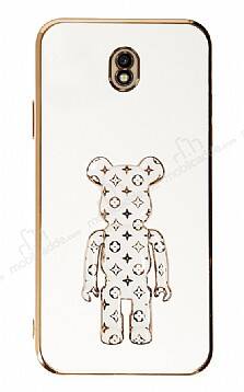 Eiroo Samsung Galaxy J7 Pro 2017 Bearbrick Standlı Beyaz Silikon Kılıf - 1