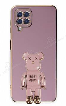 Eiroo Samsung Galaxy M12 Baby Bear Standlı Mor Silikon Kılıf - 1