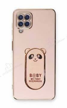 Eiroo Samsung Galaxy M12 Baby Panda Standlı Pembe Silikon Kılıf - 1