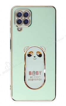 Eiroo Samsung Galaxy M12 Baby Panda Standlı Yeşil Silikon Kılıf - 1