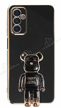 Eiroo Samsung Galaxy M13 Baby Bear Standlı Siyah Silikon Kılıf - 1