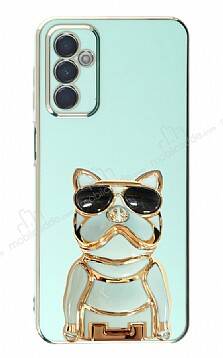 Eiroo Samsung Galaxy M13 Bulldog Standlı Yeşil Silikon Kılıf - 1