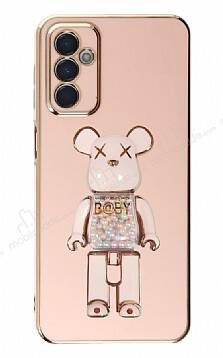 Eiroo Samsung Galaxy M13 Candy Bear Standlı Pembe Silikon Kılıf - 1