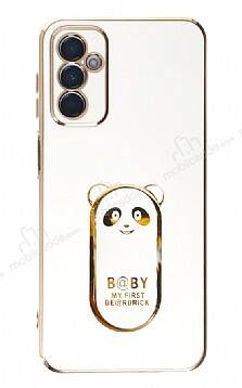 Eiroo Samsung Galaxy M23 Baby Panda Standlı Beyaz Silikon Kılıf - 1