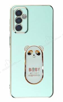 Eiroo Samsung Galaxy M23 Baby Panda Standlı Yeşil Silikon Kılıf - 1