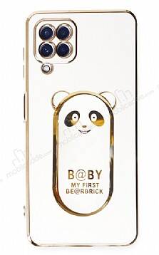 Eiroo Samsung Galaxy M32 4G Baby Panda Standlı Beyaz Silikon Kılıf - 1