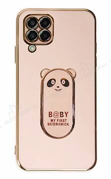 Eiroo Samsung Galaxy M32 Baby Panda Standlı Pembe Silikon Kılıf - 1