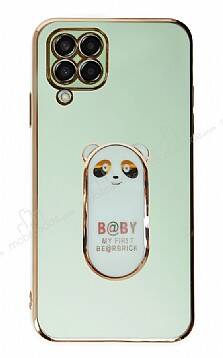 Eiroo Samsung Galaxy M32 Baby Panda Standlı Yeşil Silikon Kılıf - 1