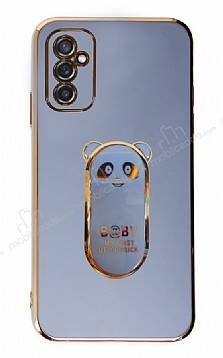 Eiroo Samsung Galaxy M52 5G Baby Panda Standlı Mavi Silikon Kılıf - 1