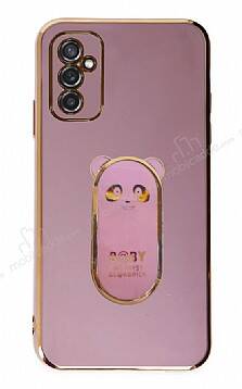 Eiroo Samsung Galaxy M52 5G Baby Panda Standlı Mor Silikon Kılıf - 1