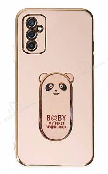 Eiroo Samsung Galaxy M52 5G Baby Panda Standlı Pembe Silikon Kılıf - 1