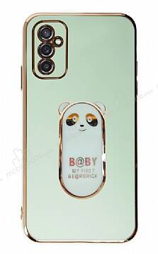 Eiroo Samsung Galaxy M52 5G Baby Panda Standlı Yeşil Silikon Kılıf - 1