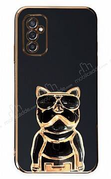 Eiroo Samsung Galaxy M52 5G Bulldog Standlı Siyah Silikon Kılıf - 1