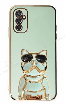 Eiroo Samsung Galaxy M52 5G Bulldog Standlı Yeşil Silikon Kılıf - 1