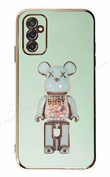 Eiroo Samsung Galaxy M52 5G Candy Bear Standlı Yeşil Silikon Kılıf - 1