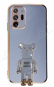 Eiroo Samsung Galaxy Note 20 Ultra Baby Bear Standlı Mavi Silikon Kılıf - 1