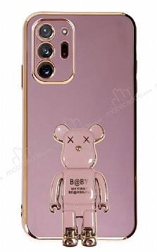 Eiroo Samsung Galaxy Note 20 Ultra Baby Bear Standlı Mor Silikon Kılıf - 1