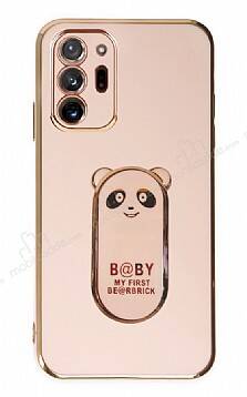 Eiroo Samsung Galaxy Note 20 Ultra Baby Panda Standlı Pembe Silikon Kılıf - 1